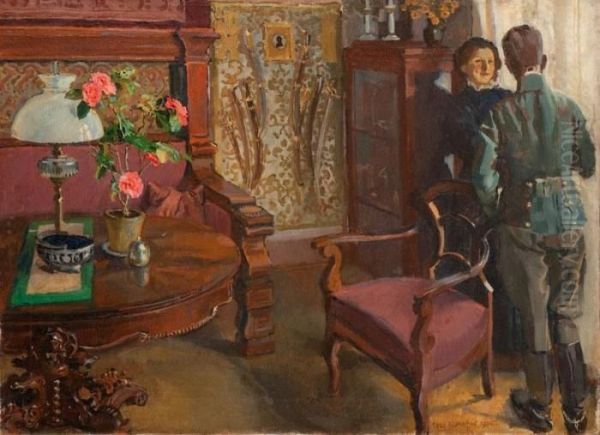 W Polskim Salonie Oil Painting by Jozef Mehoffer