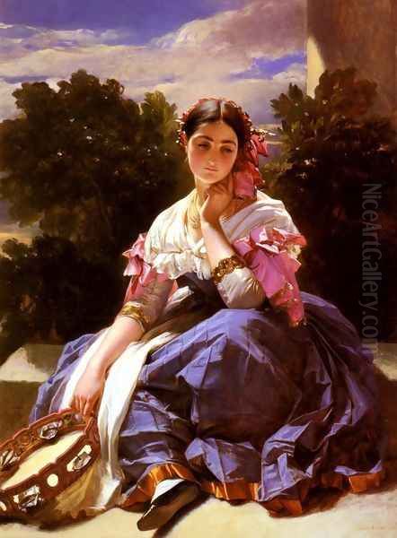 Jeune Fille De L'Ariccia (Young Girl From Ariccia) Oil Painting by Hermann Winterhalter