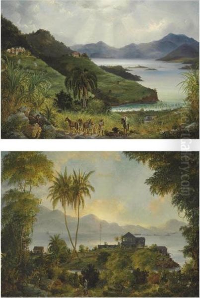 Cruz Bay; Cinnamon Bay, Danish West Indies Oil Painting by Fritz Sigfried G. Melbye