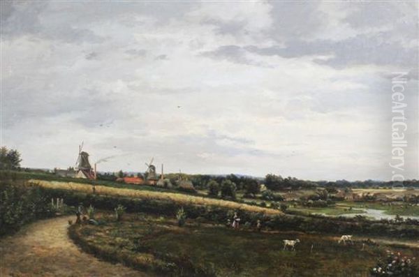 Extensive Landscape With Figures In The Foreground Oil Painting by Jan Hermanus Melcher Tilmes