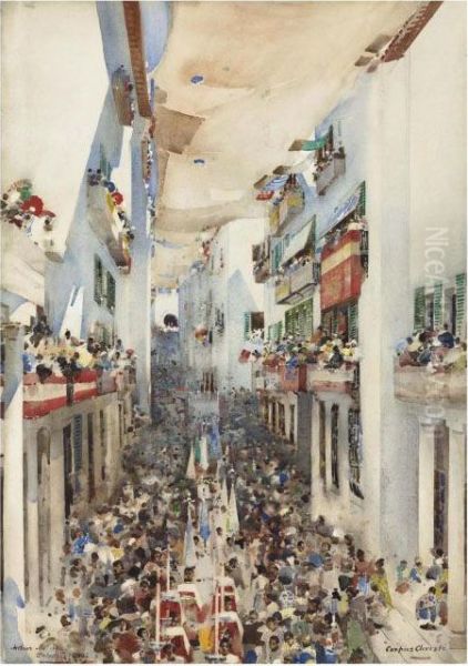 The Procession Of The Corpus Christi, Toledo Oil Painting by Arthur Melville