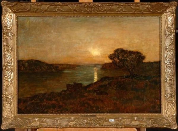 Coucher De Soleil Sur Le Fleuve Oil Painting by Emile Rene Menard