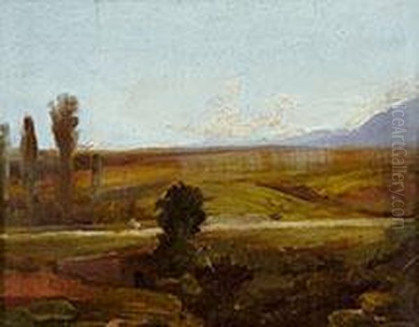 Landschaft Mit Strasse Und Pappeln Oil Painting by Barthelemy Menn