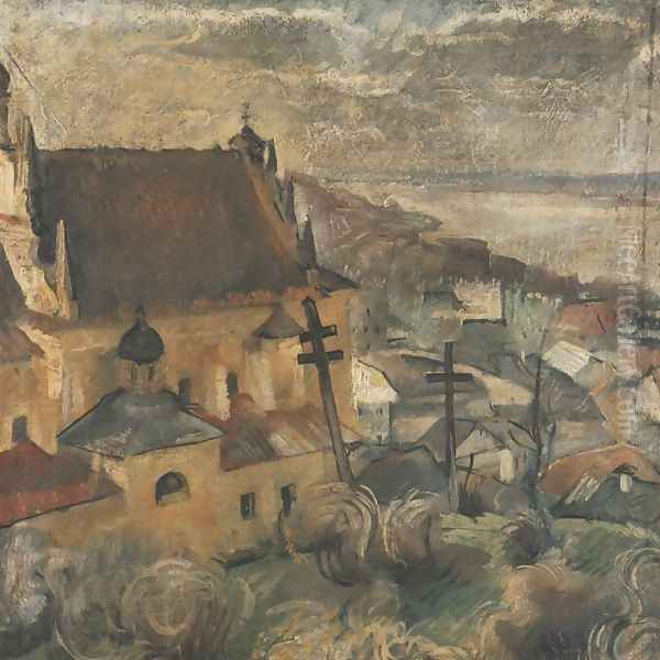 Landscape from Kazimierz Oil Painting by Jan Wydra