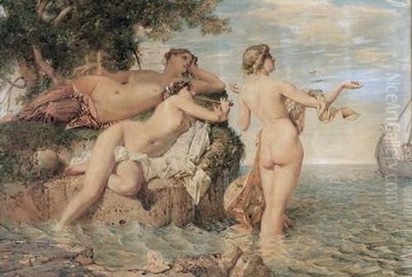 Les Sirenes Et Ulysse. Oil Painting by Barthelemy Menn