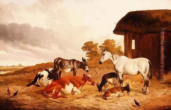 Farmyard companions Oil Painting by John Alfred Wheeler