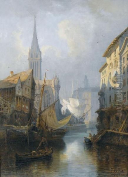 Stimmungsvoller Kanal Mit Segelbooten by Louis Mennet