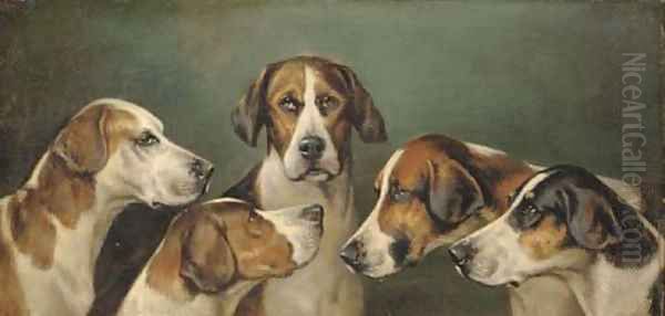 A family of hounds Oil Painting by John Alfred Wheeler