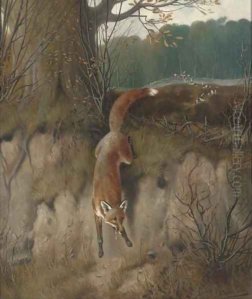 The hunted fox Oil Painting by John Alfred Wheeler