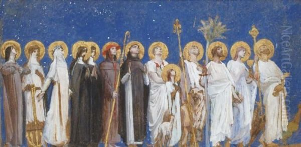 Saints En Procession Oil Painting by Luc-Olivier Merson