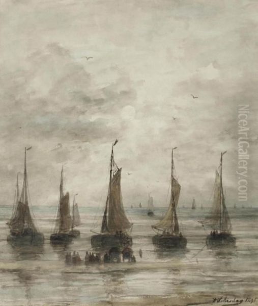 Setting Out To Sea Oil Painting by Hendrik Willem Mesdag