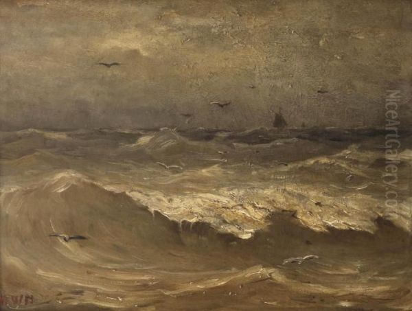 Hooge Zee; Waves Oil Painting by Hendrik Willem Mesdag