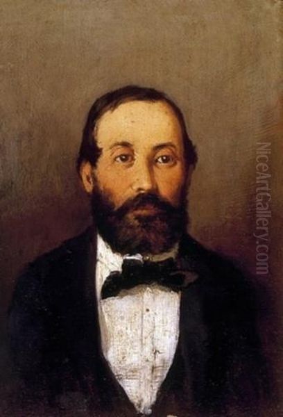 Portrait Of A Man, About 1880 Oil Painting by Geza Meszoly