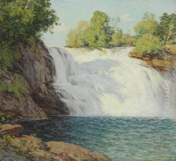 The Waterfall Oil Painting by Willard Leroy Metcalf