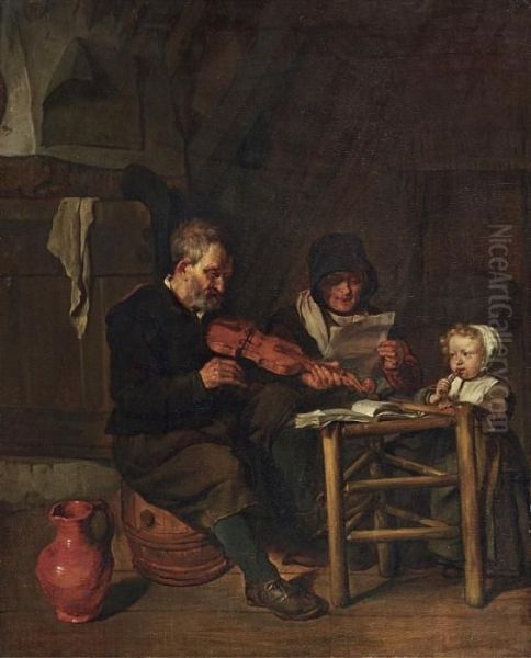 So Die Alten Sungen, So Pfeifen Die Jungen Oil Painting by Gabriel Metsu