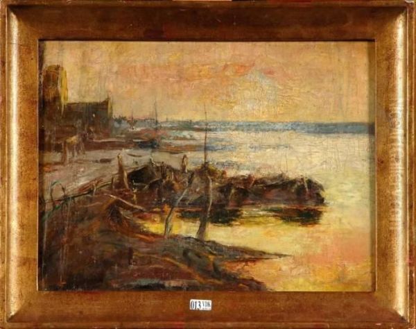 Coucher De Soleil Sur Le Port Oil Painting by Isidore Meyer