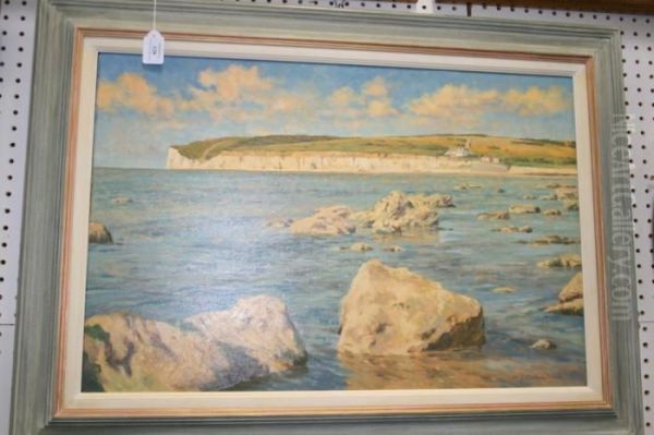 Receding Tide At Cuckmere Haven Oil Painting by Johann Jonas Michael