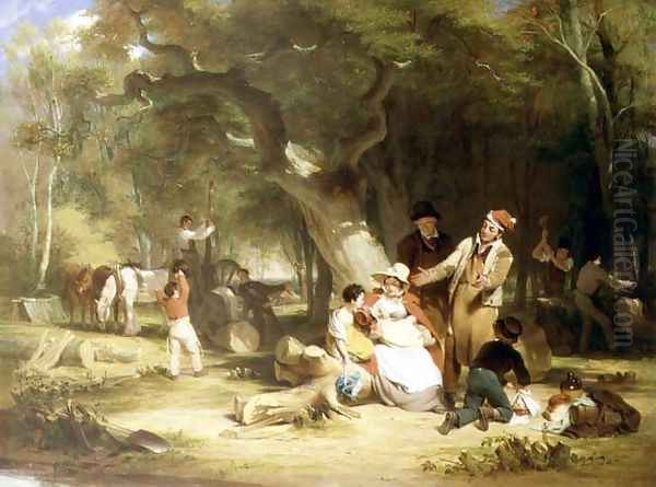 The Woodman's Dinner Hour Oil Painting by William Frederick Witherington