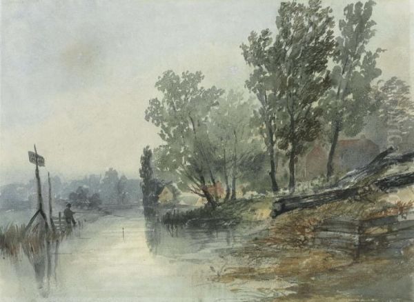 On The River At Thorpe, Norfolk Oil Painting by John Middleton