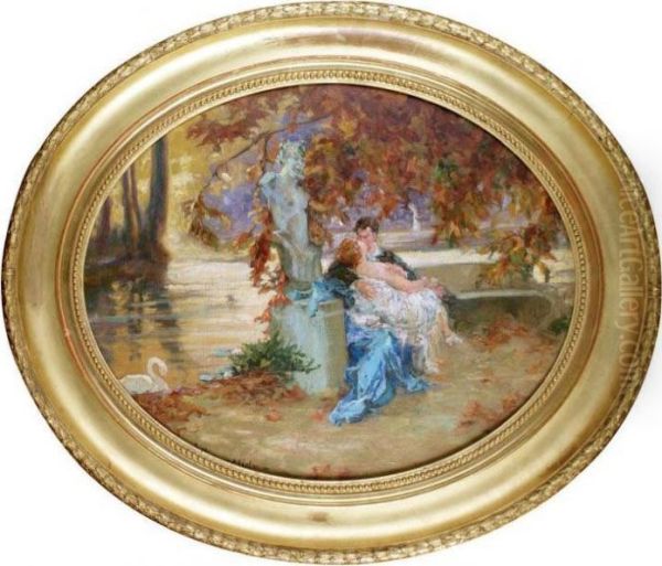 Amoureuse Dans Un Parc A L'automne Oil Painting by Arthur Midy