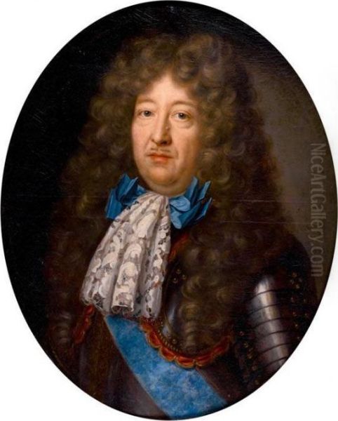 Portrait Du Marechal Charles De Crequy (vers 1623 - 1687) Oil Painting by Pierre Le Romain I Mignard