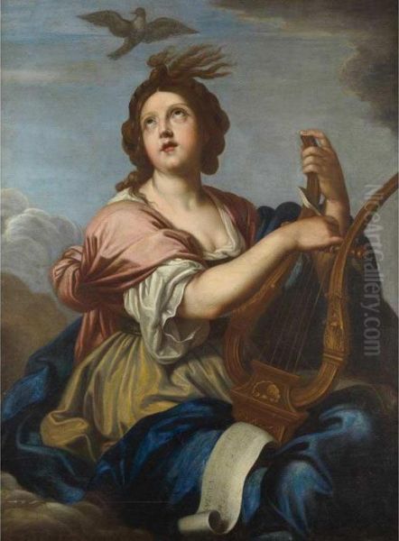 Allegory Of Music (a Muse With A Lyre) Oil Painting by Pierre Le Romain I Mignard