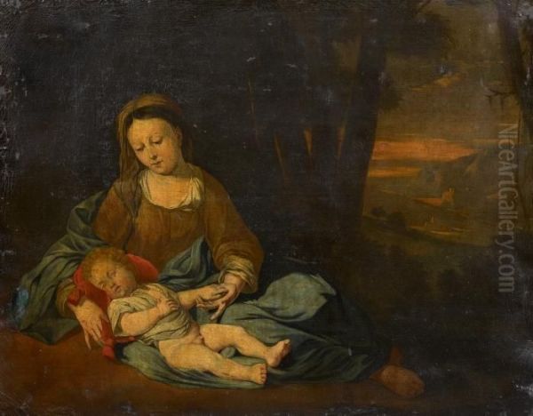 Virgin Mary With Christ Child Oil Painting by Pierre Le Romain I Mignard