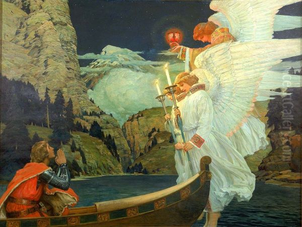 The Knight of the Holy Grail Oil Painting by Frederick Judd Waugh