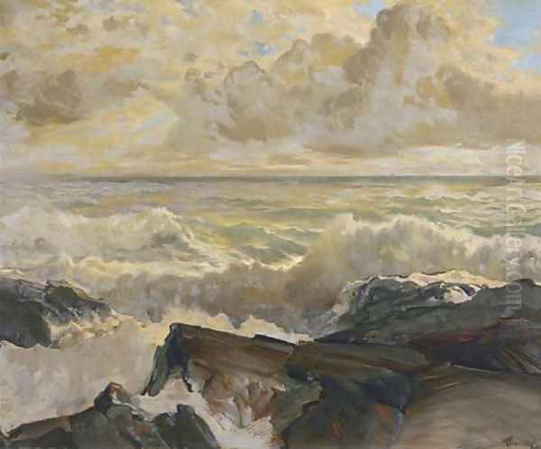 Crashing Surf Oil Painting by Frederick Judd Waugh