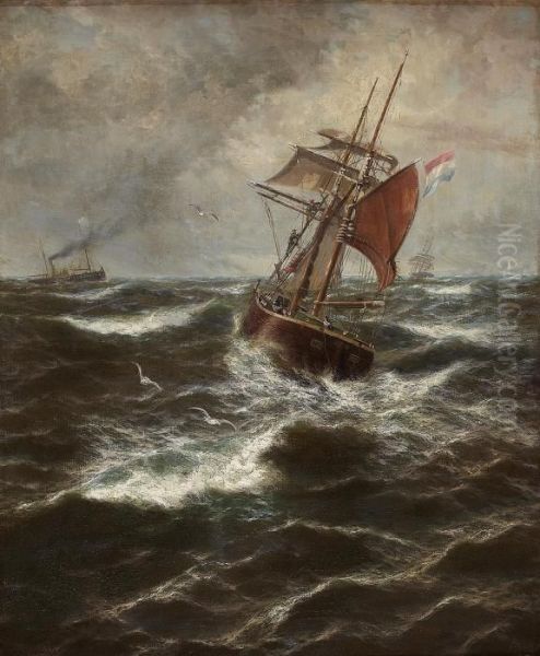 Time To Shorten Sail Oil Painting by Thomas Rose Miles