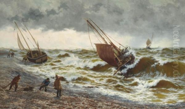 A Stormy Morning, Hastings Oil Painting by Thomas Rose Miles