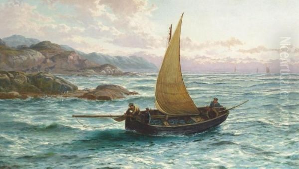 Fishermen Returning, Early Morning, Stone Head, Connemara Oil Painting by Thomas Rose Miles