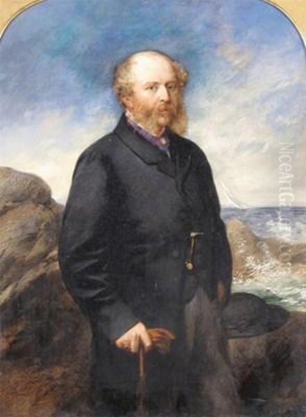 Portrait Of A Gentleman On A Rocky Coast Oil Painting by Sir John Everett Millais