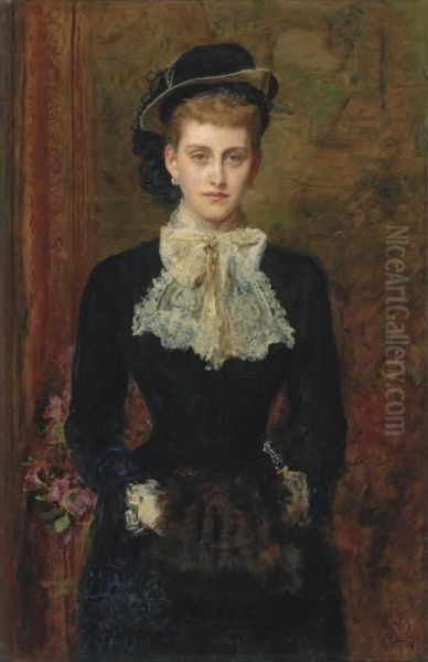 Countess De Pourtales, The Former Mrs Sebastian Schlesinger Oil Painting by Sir John Everett Millais