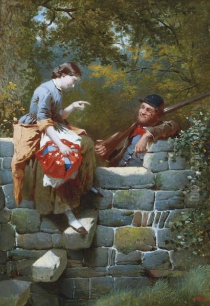 A Meeting By The Stile Oil Painting by William Edward Millner