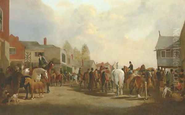 The Horsemarket at Ashby-de-la-Zouch Oil Painting by Henry Woollett