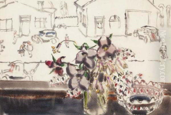 Wild Flowers On The Window Ledge I by David Brown Milne