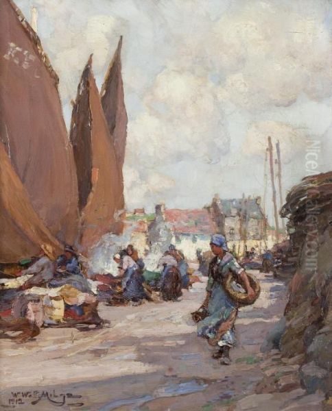 Harbour Oil Painting by William Watt Milne