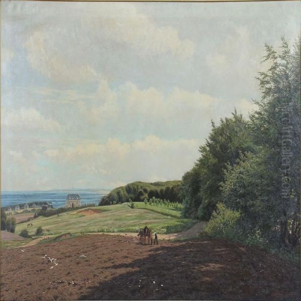 Landscape With A View Towards Marselisborg Castle In Denmark Oil Painting by Carl Milton Jensen