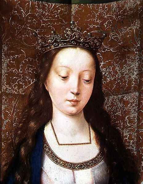 St. Catherine and the Philosophers, detail of the head of St. Catherine (detail) Oil Painting by Goossen van der Weyden