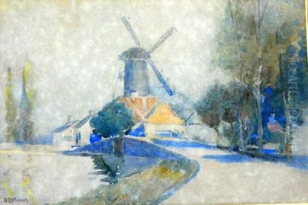 Windmill, Holland Oil Painting by Benjamin Edwin Minns