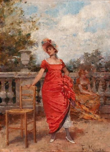 Joven De Rojo Oil Painting by Francisco Miralles Galup