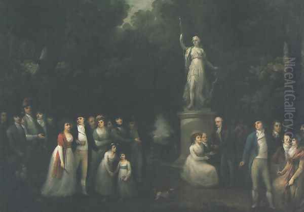 Party in a Park Oil Painting by Kazimierz Wojniakowski