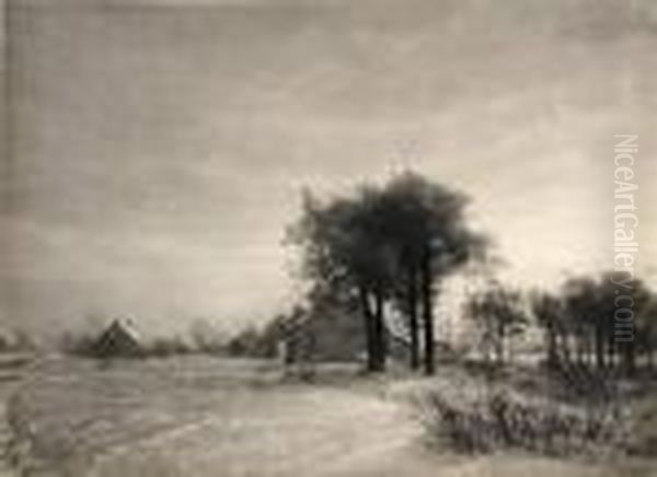 Untitled (winter Landscape) Oil Painting by Leonard Misonne