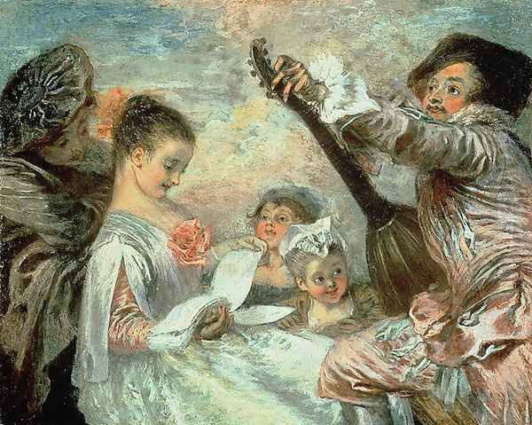 The Music Lesson Oil Painting by Watteau, Jean Antoine