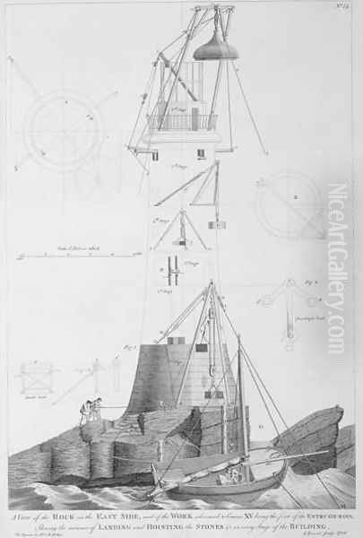 Edystone Lighthouse engraved by John Record (fl.1768-86), 1786 Oil Painting by Henry Winstanley