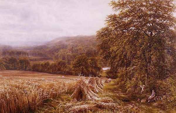 Harvest Time on the Dart Oil Painting by Edmund George Warren