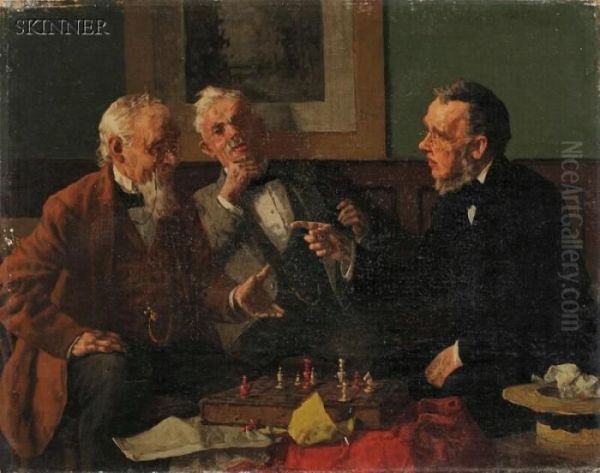 Game Of Chess Oil Painting by Louis Charles Moeller