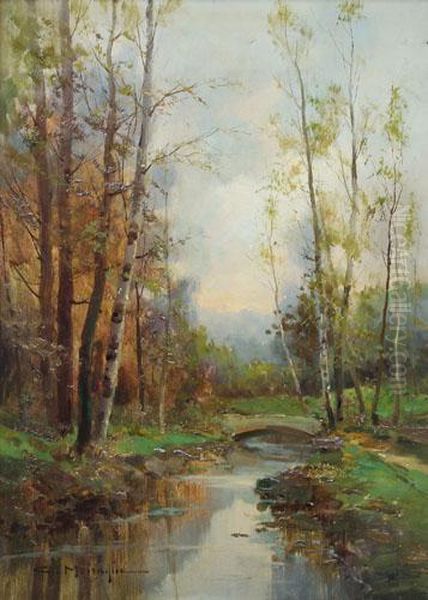 Ruscello Tra Gli Alberi Oil Painting by Anacleto Moiraghi