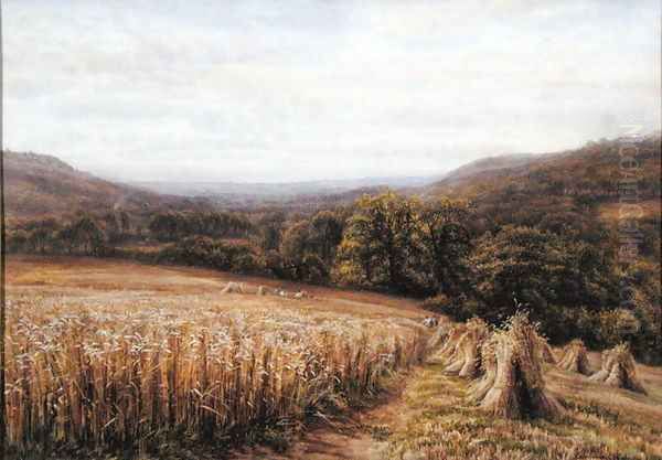 Harvest Time near Ashburton, 1884 Oil Painting by Edmund George Warren